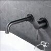 Solid Brass Dual Handle Wall Mounted Basin Faucet Concealed In-Wall Bathroom Mixer Tap PVD Plated