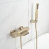 Solid Brass Waterfall Bathtub Faucet Deck Mounted Tub Filler with Handheld Shower Dual Handle