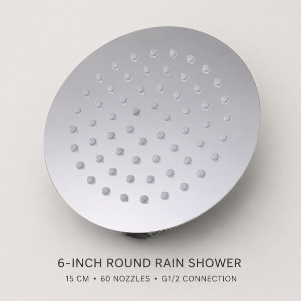 6-inch-round-rain-shower-60-nozzles-03 Stainless Steel Rainfall Shower Head for Hotel and Residential Bathrooms