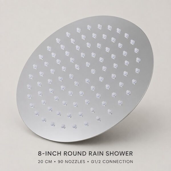 8-inch-round-rain-shower-90-nozzles-04 Stainless Steel Rainfall Shower Head for Hotel and Residential Bathrooms