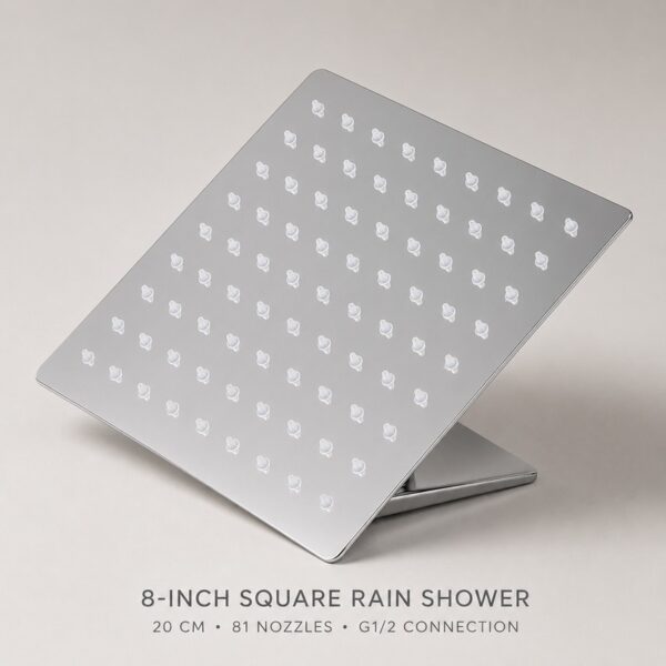 8-inch-square-rain-shower-81-nozzles-10 Stainless Steel Rainfall Shower Head for Hotel and Residential Bathrooms