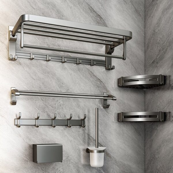 Space Aluminum Double-Folding Wall Mounted Towel Rack
