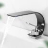 Solid Brass Waterfall Basin Faucet Single Handle Wide Spout Bathroom Mixer Tap