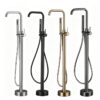 Solid Brass Freestanding Bathtub Faucet Floor Mounted Tub Filler with Handheld Shower