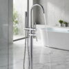Freestanding Bathtub Faucet with Handheld Shower Floor Mount Tub Filler