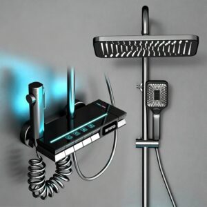 Thermostatic Shower Set with Digital Display LED Solid Brass 4 Function Concealed Shower System