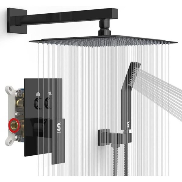 Solid Brass Concealed Shower System In-Wall Push Button Rainfall Shower Set Luxury