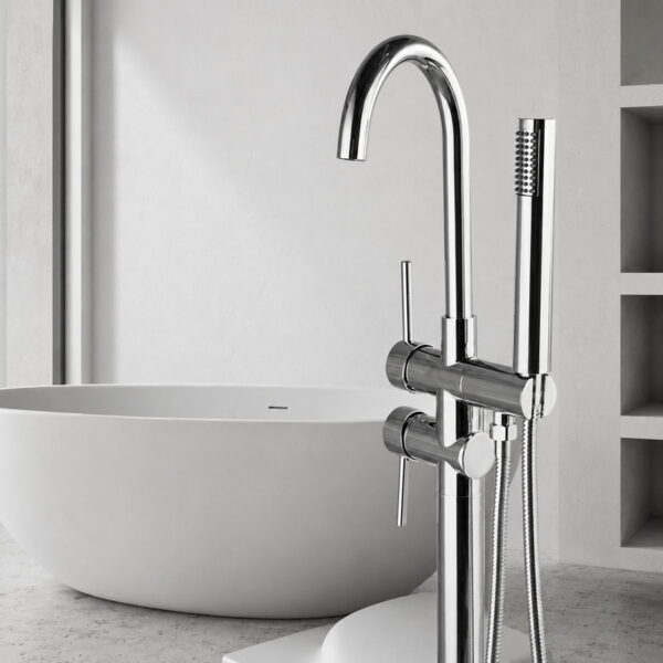 Freestanding Bathtub Faucet with Handheld Shower Floor Mount Tub Filler