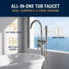 Freestanding Bathtub Faucet with Handheld Shower Floor Mount Tub Filler