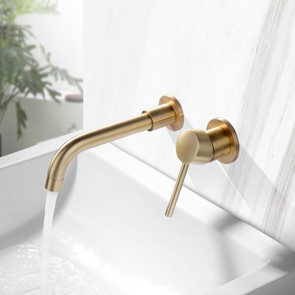 Solid Brass Wall Mounted Basin Faucet Concealed In-Wall Bathroom Mixer Tap CUPC Certified