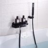 Solid Brass Waterfall Bathtub Faucet Deck Mounted Tub Filler with Handheld Shower Dual Handle
