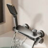 Space Aluminum Waterfall Bathtub Faucet with Pressure Boost Shower Set