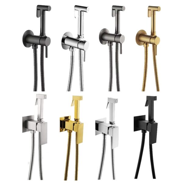 Wall-Mount Hot & Cold Bidet Sprayer Set Solid Brass Concealed Toilet Sprayer Faucet