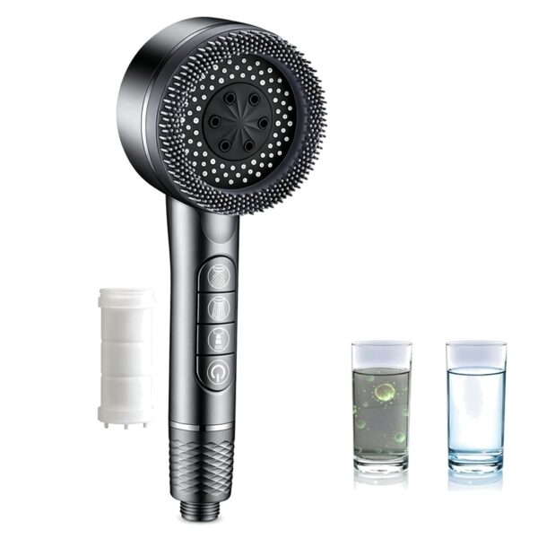 Filtered Shower Head Pressure Boost 4 Mode Handheld Shower with Filter Cartridges Piano Key Control