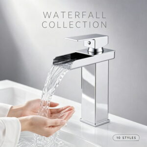 Stainless Steel Waterfall Basin Faucet with Wide Spout