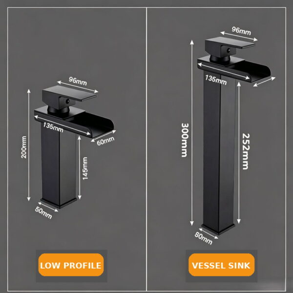 Stainless Steel Waterfall Basin Faucet with Wide Spout
