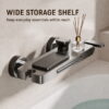 Space Aluminum Waterfall Bathtub Faucet with Pressure Boost Shower Set