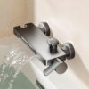 Space Aluminum Waterfall Bathtub Faucet with Pressure Boost Shower Set