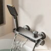 Space Aluminum Waterfall Bathtub Faucet with Pressure Boost Shower Set