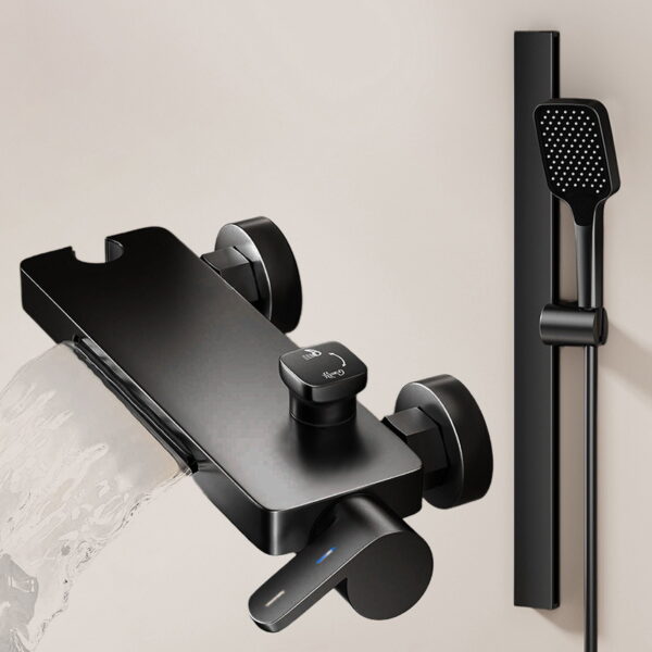 Space Aluminum Waterfall Bathtub Faucet with Pressure Boost Shower Set