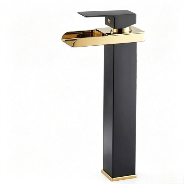 Stainless Steel Waterfall Basin Faucet with Wide Spout