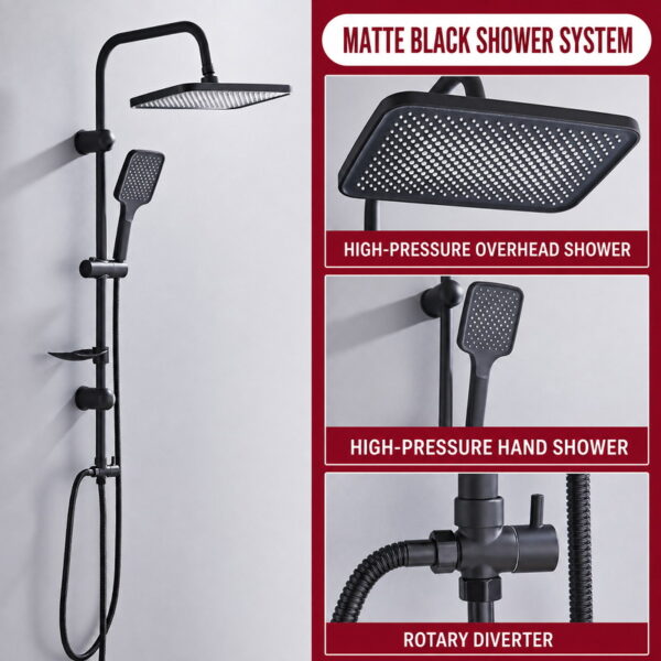 rain-shower-system-11 Stainless Steel High Pressure Rainfall Shower System