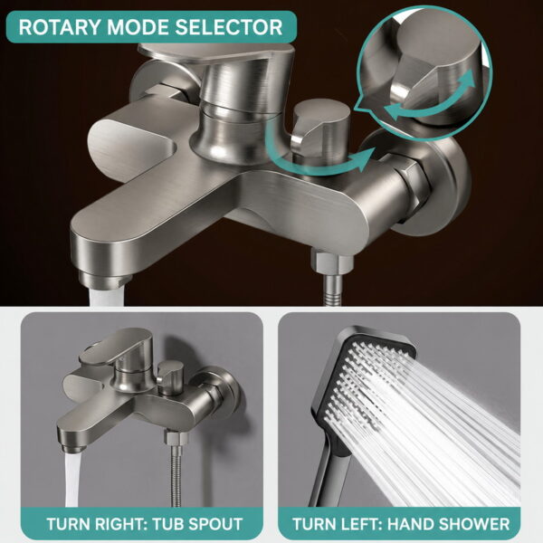 Solid Brass Bathtub Shower Faucet Set with Hand Shower
