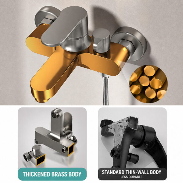 Solid Brass Bathtub Shower Faucet Set with Hand Shower