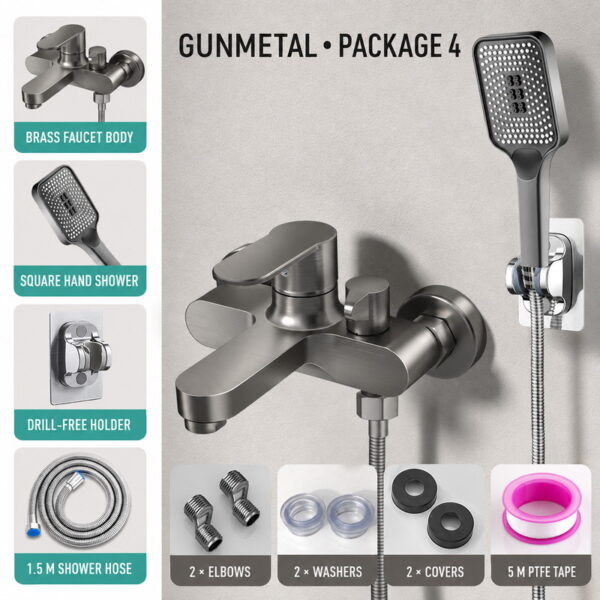 Solid Brass Bathtub Shower Faucet Set with Hand Shower