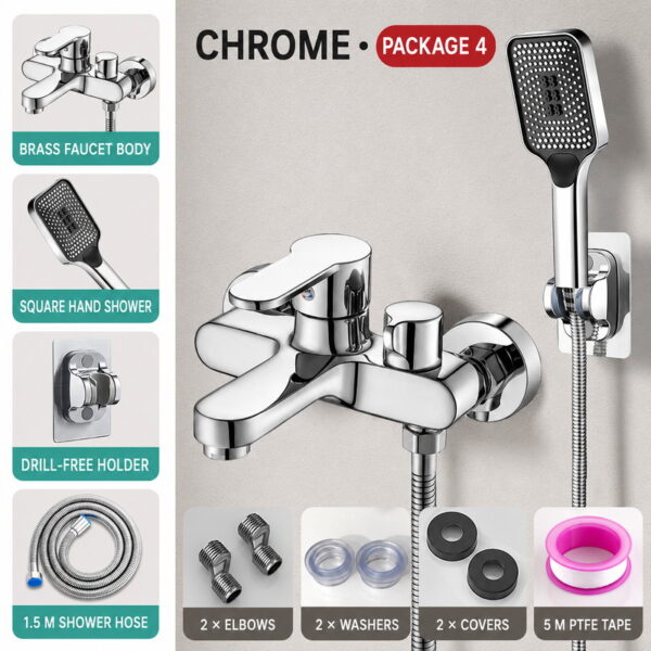 Solid Brass Bathtub Shower Faucet Set with Hand Shower