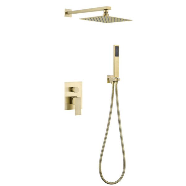 Solid Brass Concealed Shower System In-Wall Push Button Rainfall Shower Set Luxury