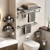 Space Aluminum Double-Folding Wall Mounted Towel Rack