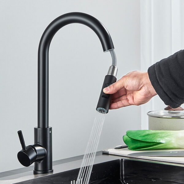 304 Stainless Steel Pull Out Kitchen Faucet with Multi-Function Sprayer