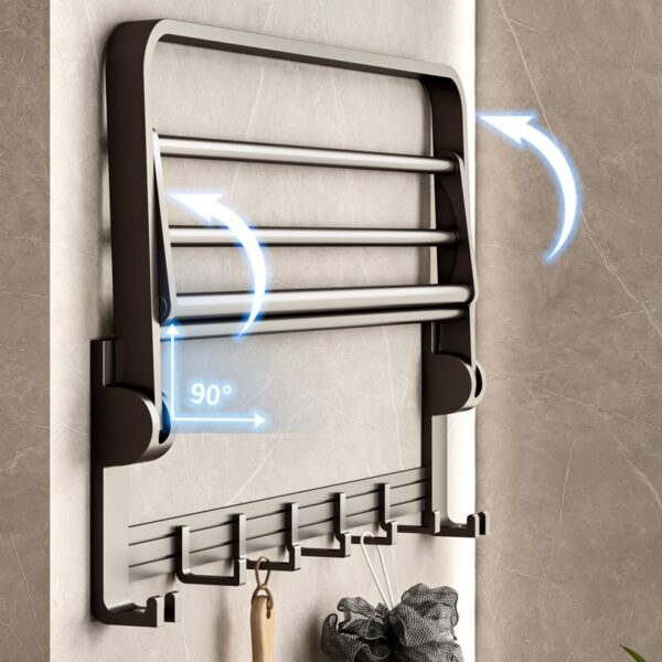 Space Aluminum Double-Folding Wall Mounted Towel Rack
