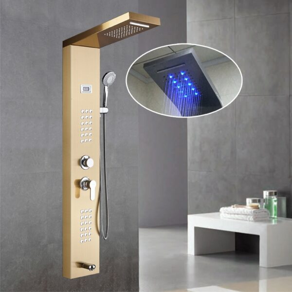 304 Stainless Steel Smart Thermostatic LED Shower Panel