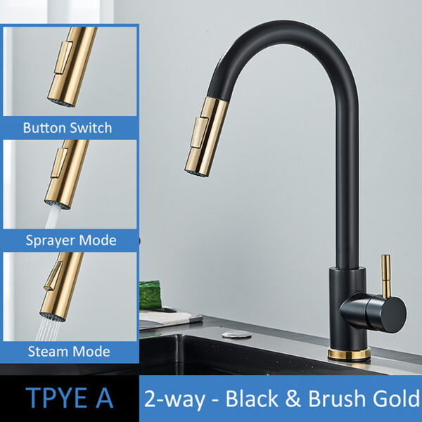 304 Stainless Steel Pull Out Kitchen Faucet with Multi-Function Sprayer