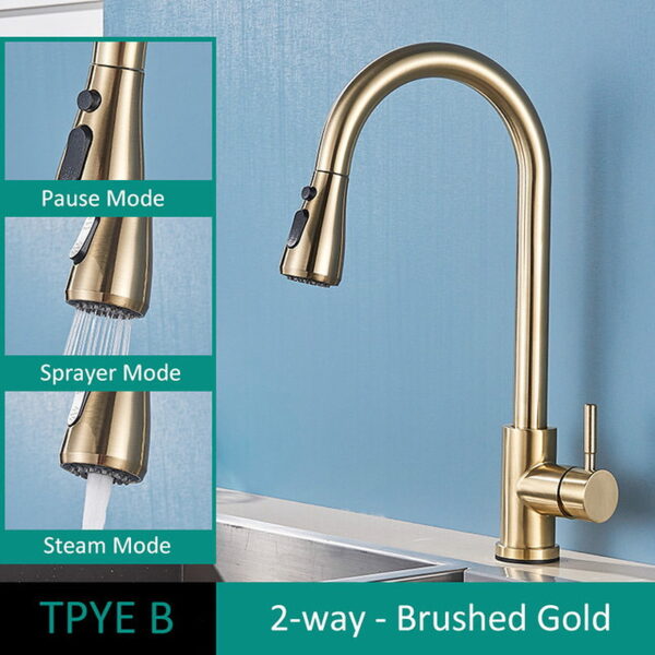 304 Stainless Steel Pull Out Kitchen Faucet with Multi-Function Sprayer
