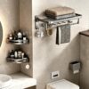 Space Aluminum Double-Folding Wall Mounted Towel Rack