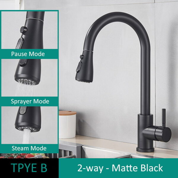 304 Stainless Steel Pull Out Kitchen Faucet with Multi-Function Sprayer
