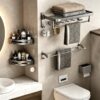 Space Aluminum Double-Folding Wall Mounted Towel Rack