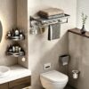 Space Aluminum Double-Folding Wall Mounted Towel Rack