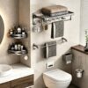 Space Aluminum Double-Folding Wall Mounted Towel Rack