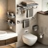 Space Aluminum Double-Folding Wall Mounted Towel Rack