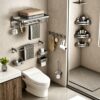 Space Aluminum Double-Folding Wall Mounted Towel Rack