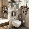 Space Aluminum Double-Folding Wall Mounted Towel Rack