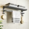 Space Aluminum Double-Folding Wall Mounted Towel Rack